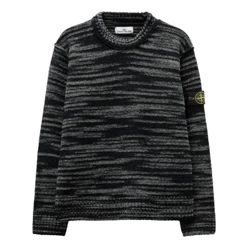 STONE ISLAND Reverse Seam Marl Crew Knit 'Black' 7915532D3-V0029 sold by KicksCrew