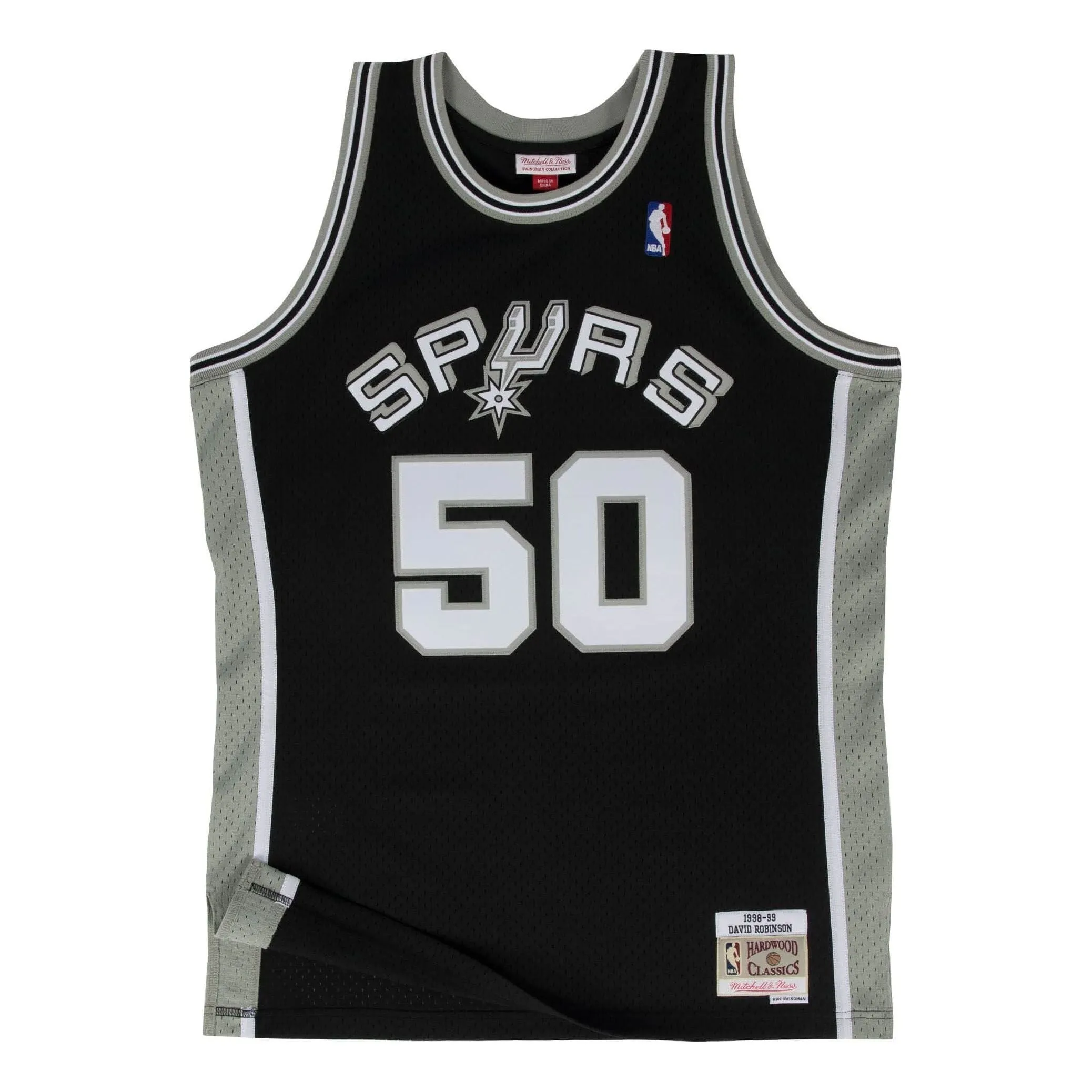 Mitchell & Ness x NBA San Antonio Spurs 1998-99 Swingman Jersey 'David Robinson' SMJYAC18101-SASBLCK98DRB sold by KicksCrew