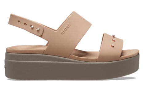 (WMNS) Crocs Brooklyn Studded Low Wedge 'Cork Mushroom' 209254-2DH sold by KicksCrew