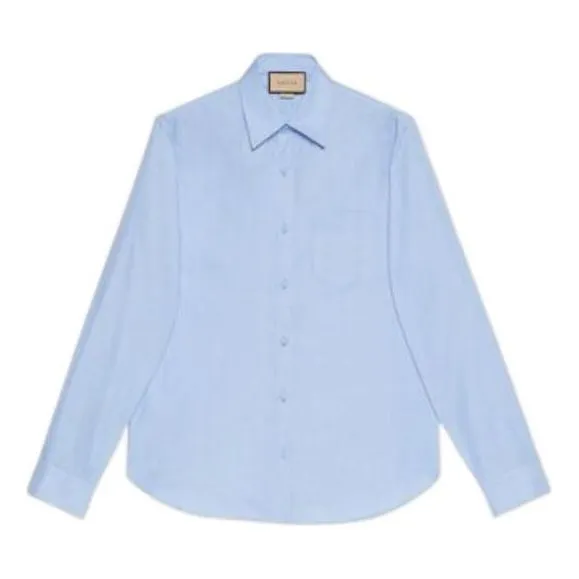 Gucci Oxford Cotton Shirt With Double G Embroidery 'Light Blue' 703396-ZAK8B-4910 sold by KicksCrew