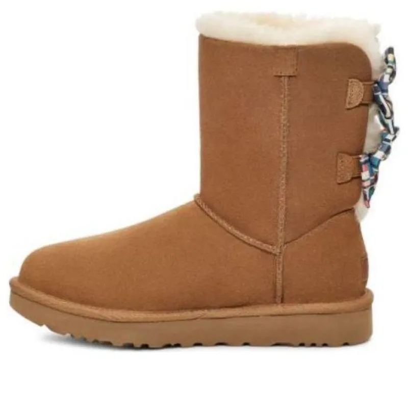 (WMNS) UGG Checkered Bow Snow Boots 'Brown' 1138131-CHE sold by KicksCrew