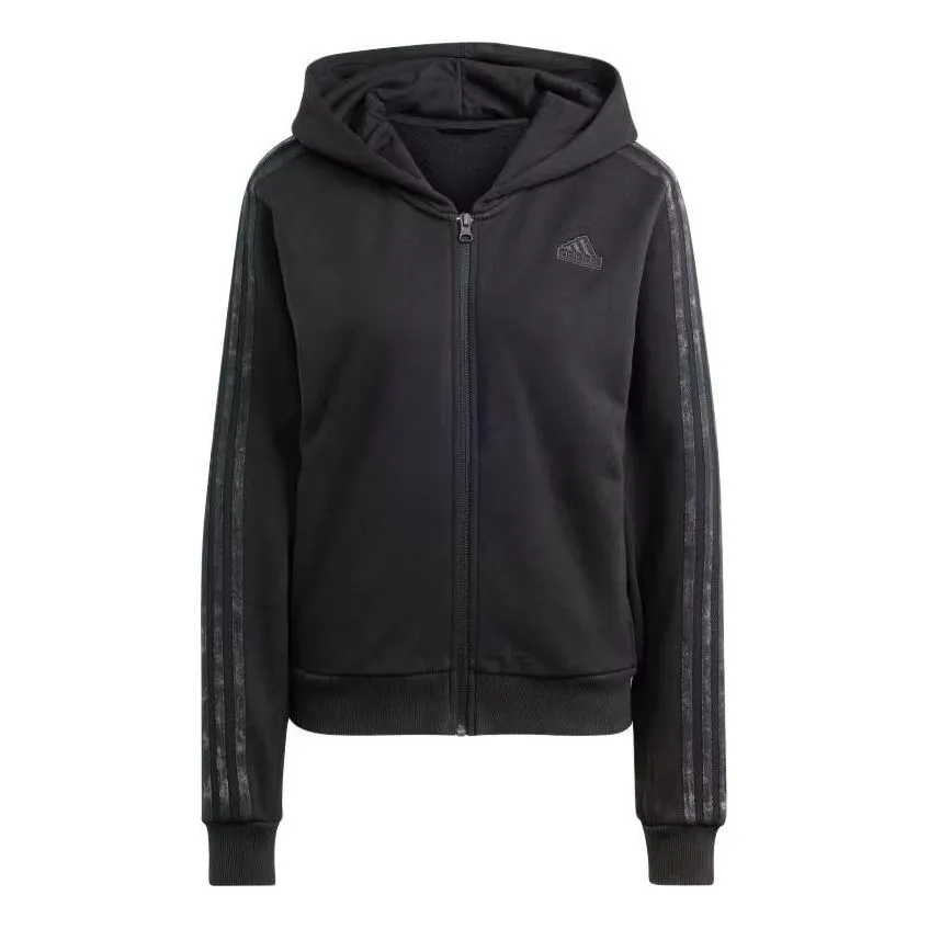 (WMNS) adidas ALL SZN French Terry 3-Stripes Garment Wash Full-Zip Hoodie 'Black' IQ3685 sold by KicksCrew