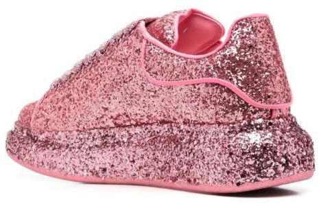 (WMNS) Alexander McQueen Larry Oversize Glittered Sneakers 'Rose Pink' 708072W4PZ25496 sold by KicksCrew