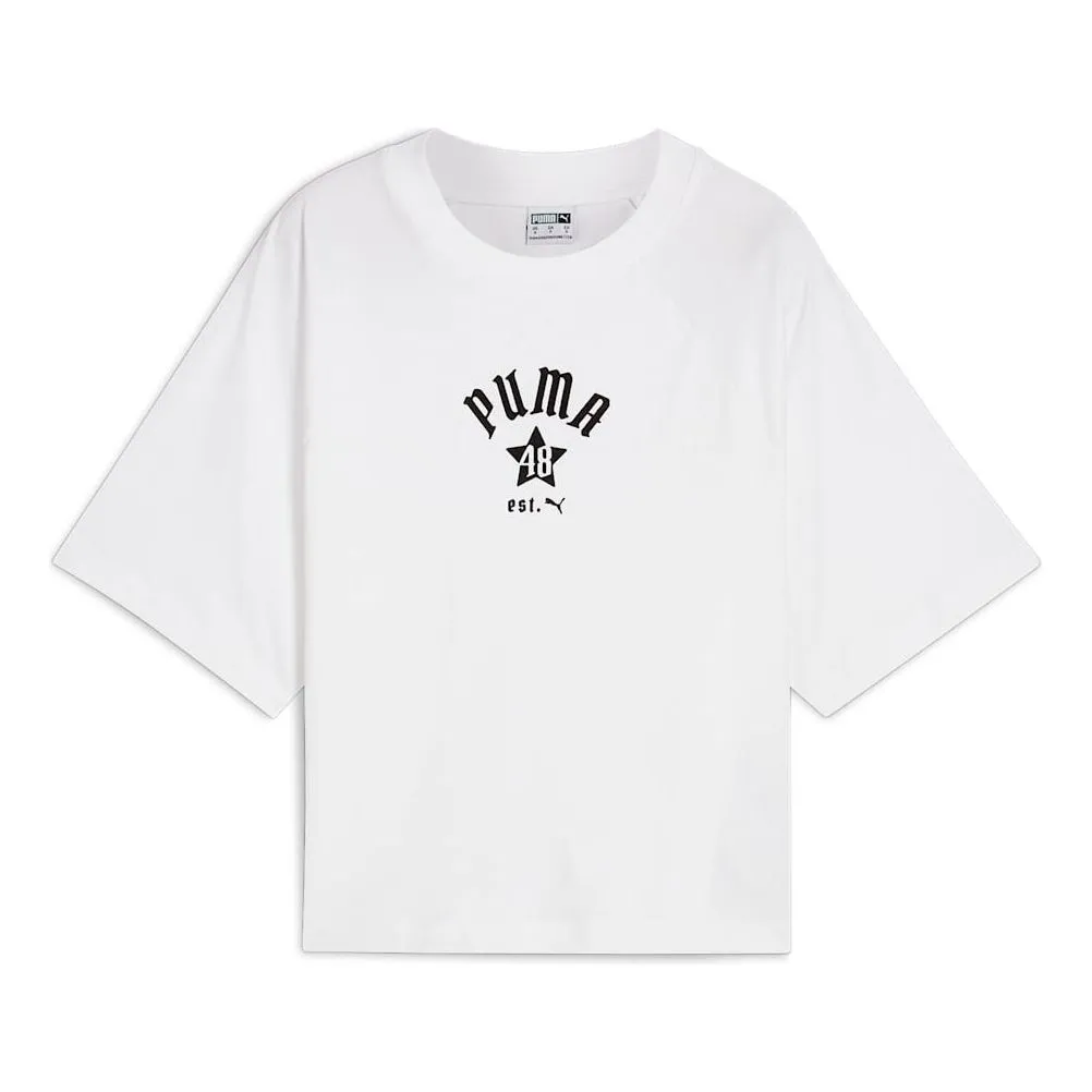 (WMNS) PUMA Classics Relaxed T-shirt 'White' 626808-02 sold by KicksCrew