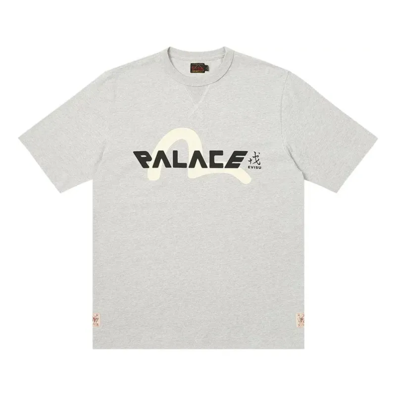 Palace x Evisu Logo T-shirt 'Grey Marl' 2ESPAM4TS1153XXCTGRYH sold by KicksCrew