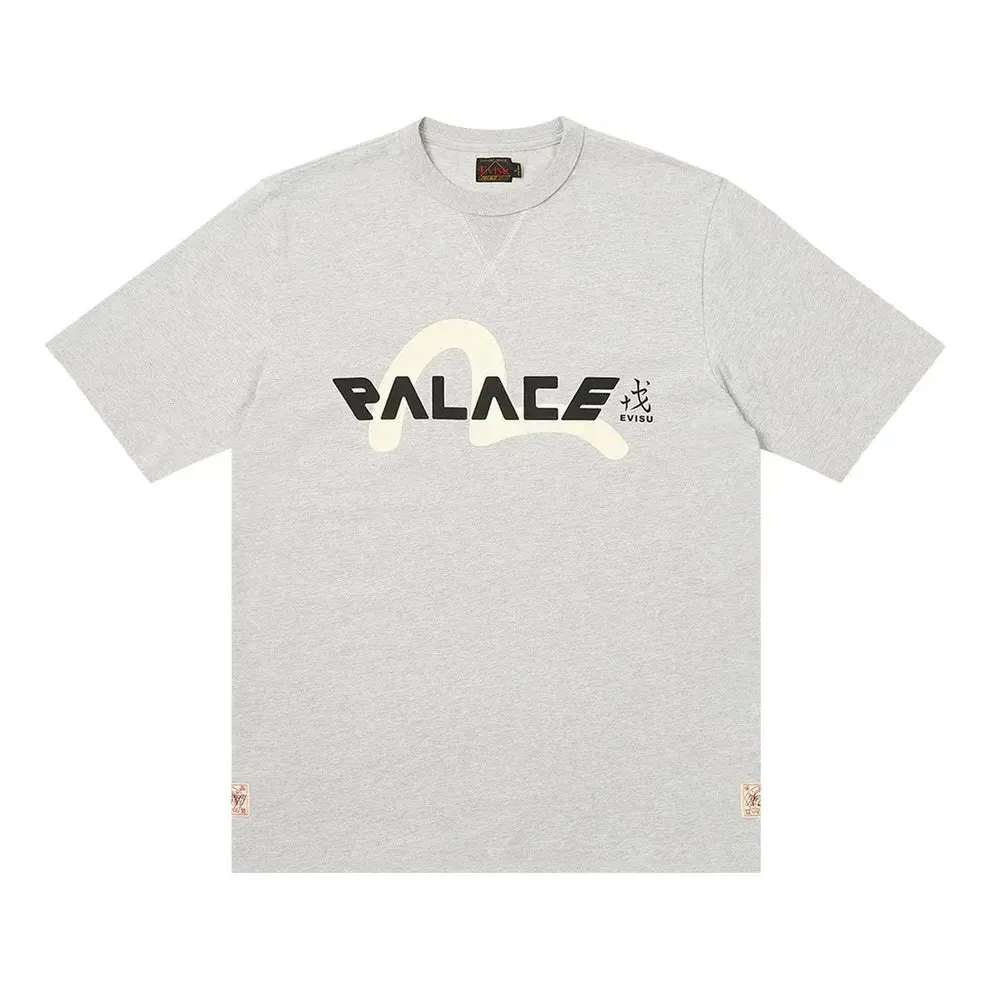 Palace x Evisu Logo T-shirt 'Grey Marl' 2ESPAM4TS1153XXCTGRYH sold by KicksCrew