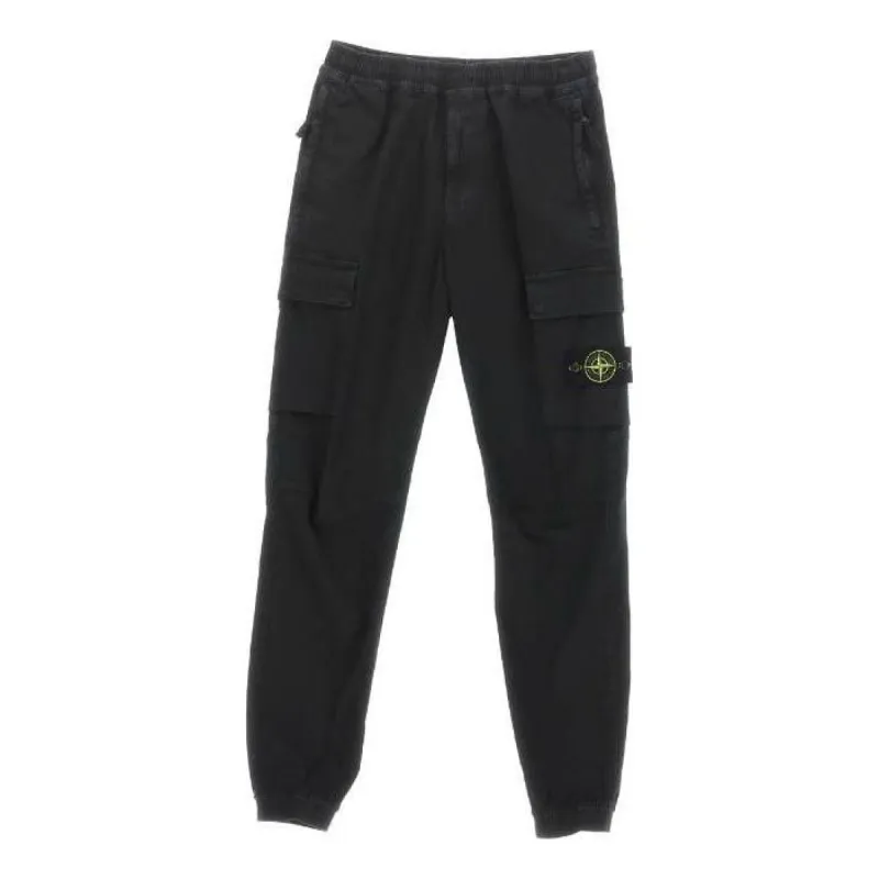 STONE ISLAND Stretch Cotton Cargo Pants 'Black' 7915313L1-A0129 sold by KicksCrew