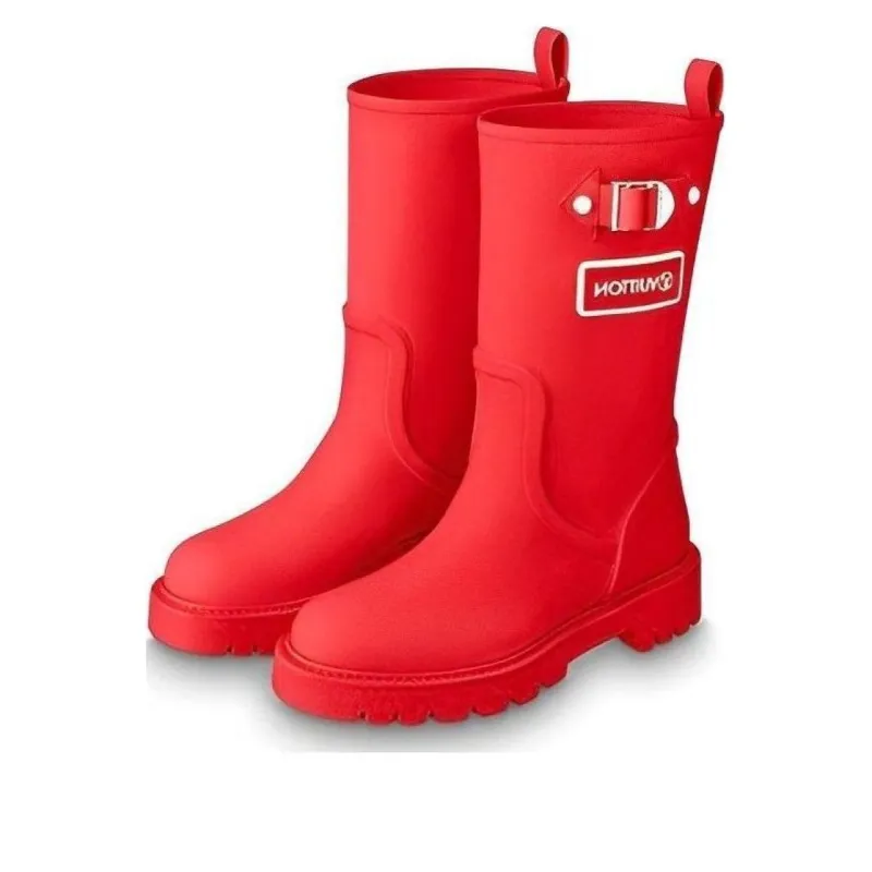 (WMNS) LOUIS VUITTON Territory Flat High Boots 'Red' 1A9H9M sold by KicksCrew