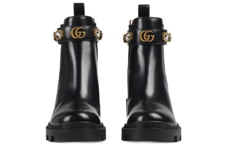 (WMNS) Gucci Ankle Boot With Belt 'Black Leather' 550036-DKS00-1000 sold by KicksCrew