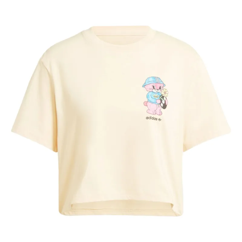 (WMNS) adidas Adidorable Cropped T-shirt Asia Sizing 'Light Yellow' IN4125 sold by KicksCrew