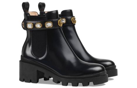 (WMNS) Gucci Ankle Boot With Belt 'Black Leather' 550036-DKS00-1000 sold by KicksCrew