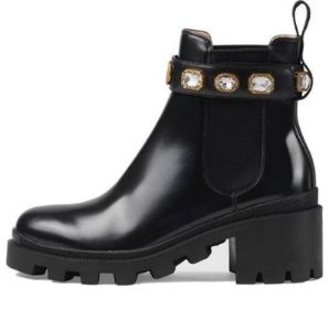(WMNS) Gucci Ankle Boot With Belt 'Black Leather' 550036-DKS00-1000 sold by KicksCrew