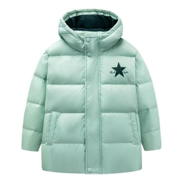 (GS) Converse Logo Printed Down Jacket 'Green Black' CV2342014PS-005 sold by KicksCrew