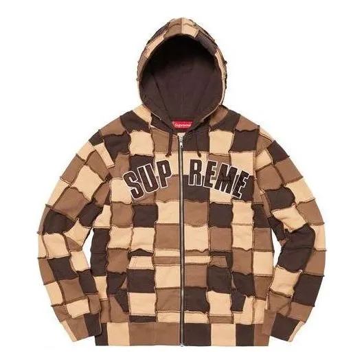 Supreme Reverse Patchwork Zip Up Hooded Sweatshirt 'Brown Tan' SUP-SS22-820 sold by KicksCrew