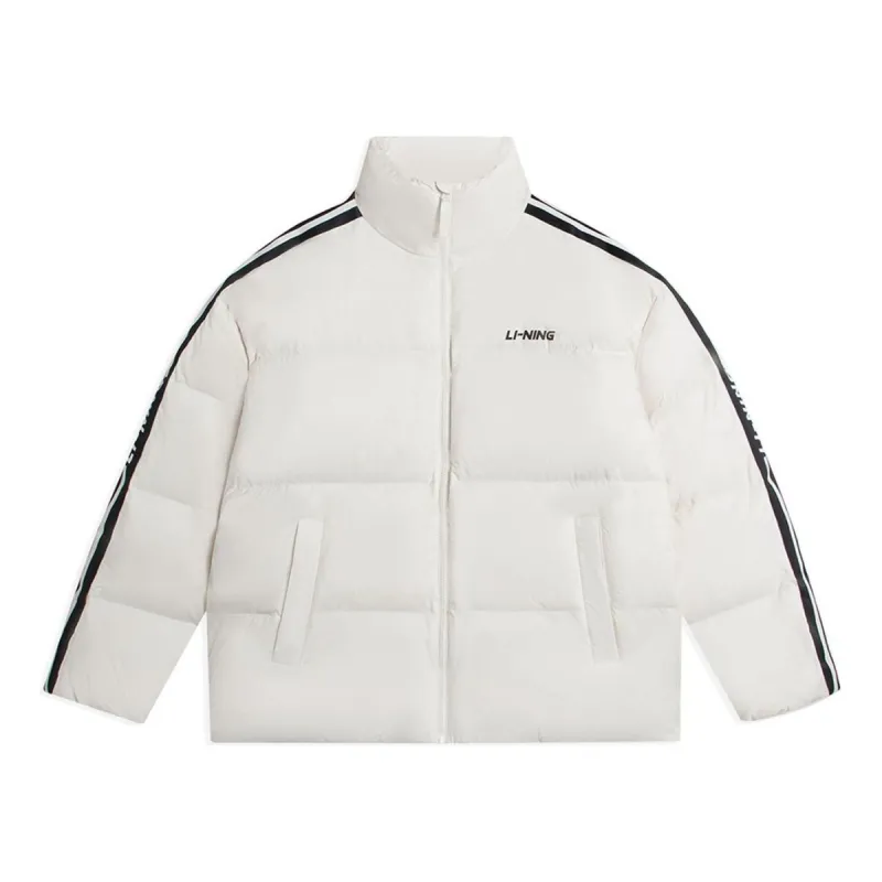 Li-Ning Graphic Short Down Jacket 'White' AYMS337-2 sold by KicksCrew