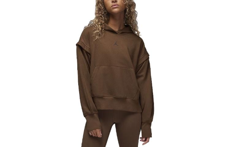 (WMNS) Air Jordan Sport Fleece Hoodie 'Brown' FB4609-259 sold by KicksCrew product image thumbnail 2