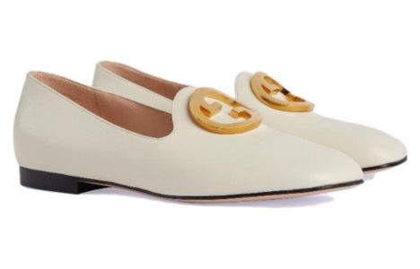 (WMNS) GUCCI Logo Plaque Loafers 'White' 723395-C9D00-9022 sold by KicksCrew