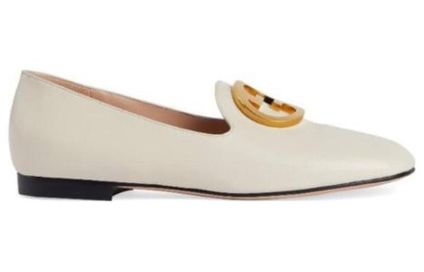 (WMNS) GUCCI Logo Plaque Loafers 'White' 723395-C9D00-9022 sold by KicksCrew