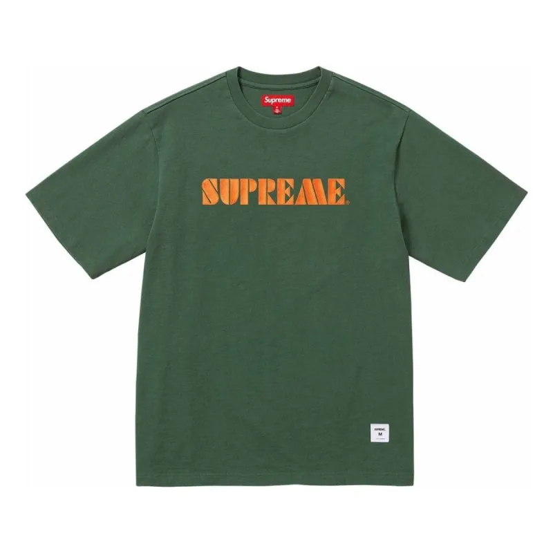 Supreme Stencil Embroidered S/S T-Shirt 'Green Yellow' SUP-SS24-227 sold by KicksCrew