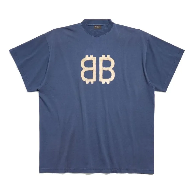 Balenciaga Crypto Oversized T-shirt 'Blue' 739028TOVU64108 sold by KicksCrew