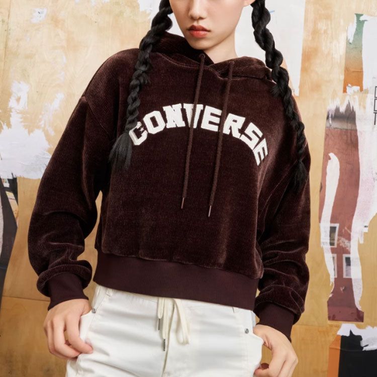 (WMNS) Converse Essential Hoodie 'Red Brown' 10026557-A03 sold by KicksCrew product image thumbnail 2