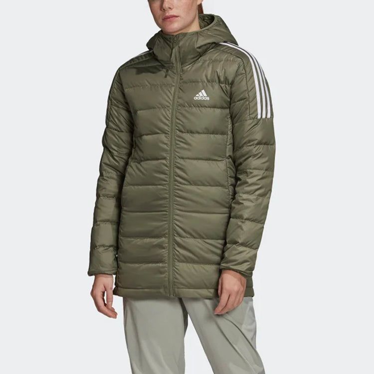 (WMNS) adidas Essentials Light Down Hooded Parka 'Legacy Green' GH4591 sold by KicksCrew product image thumbnail 3