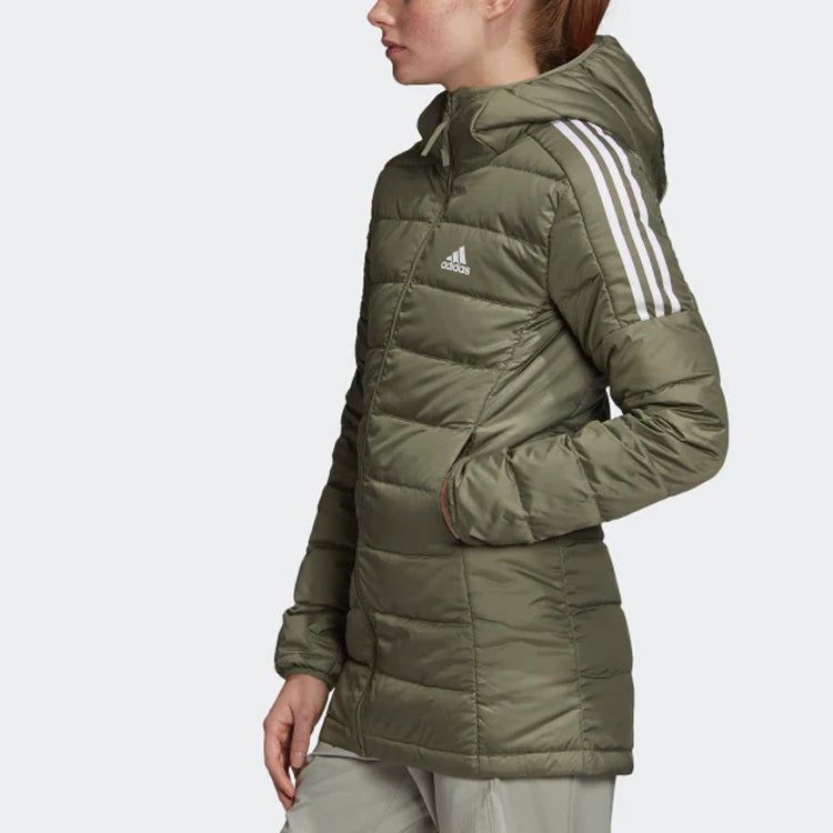 (WMNS) adidas Essentials Light Down Hooded Parka 'Legacy Green' GH4591 sold by KicksCrew product image thumbnail 4