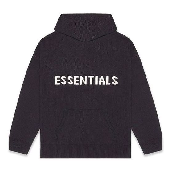 Fear of God Essentials FW20 Knit Logo Hoodie 'Black' FOG-FW20-332 sold by KicksCrew