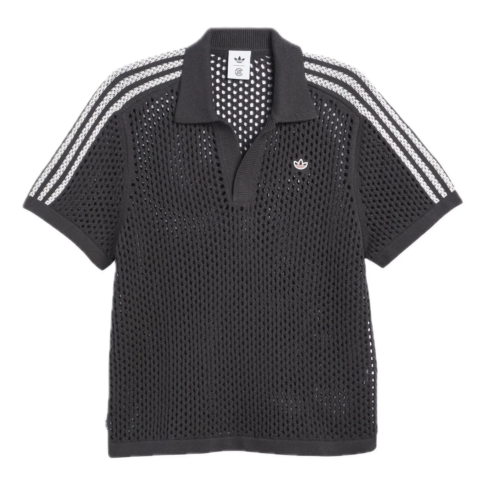 adidas x CLOT FW24 Crochet Polo Shirt Asia Sizing 'Carbon' JE9593 sold by KicksCrew
