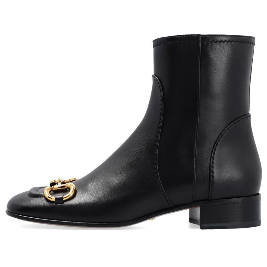 (WMNS) Gucci Horsebit Leather Ankle Boots 'Black' 673666-BKO00-1000 sold by KicksCrew