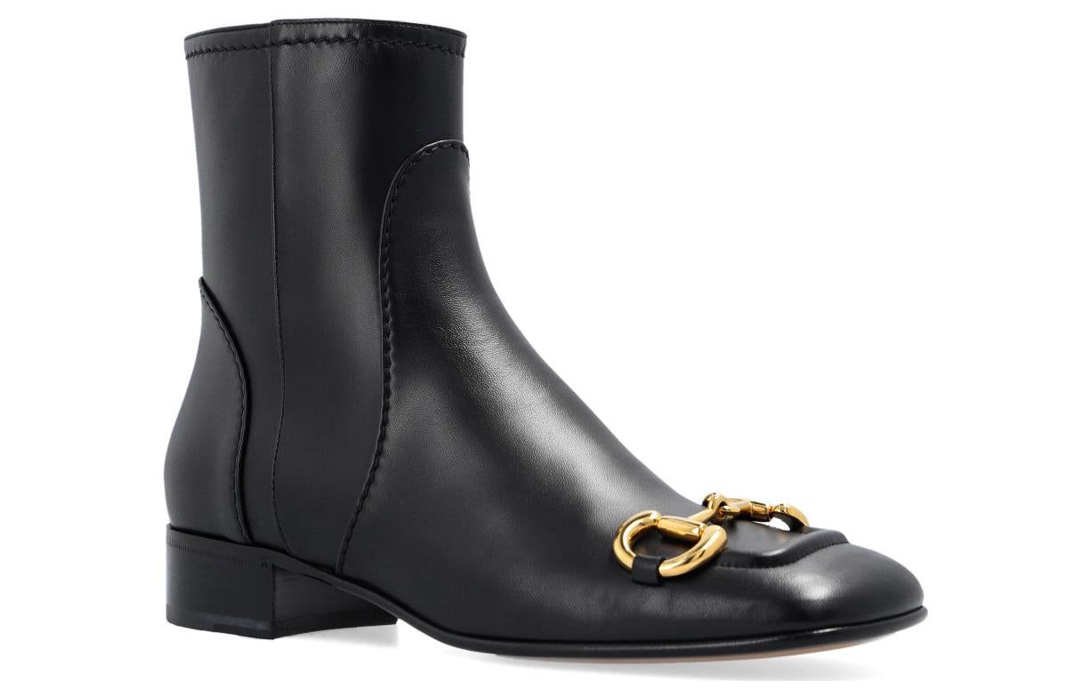 (WMNS) Gucci Horsebit Leather Ankle Boots 'Black' 673666-BKO00-1000 sold by KicksCrew product image thumbnail 3