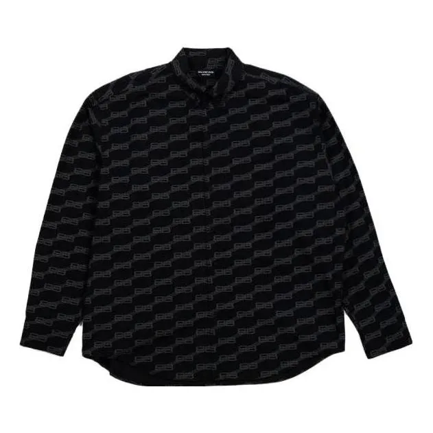 Balenciaga BB Monogram Button-Up Long Sleeve Shirt 'Black' 662983TML361269 sold by KicksCrew