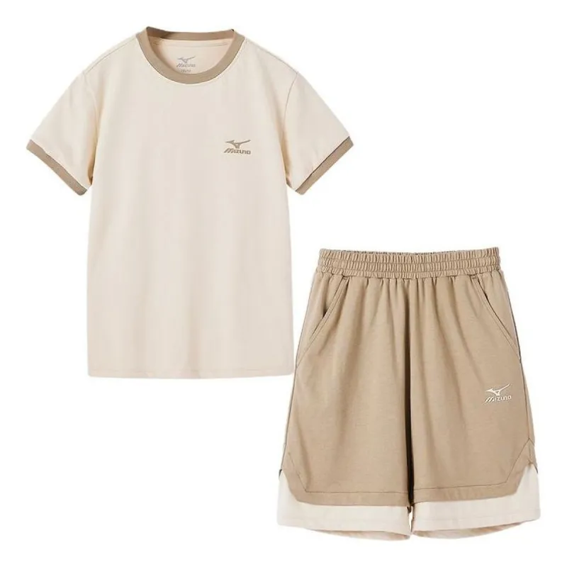(GS) Mizuno Casual Cotton T-shirt Suit 'Beige' TZ3042 sold by KicksCrew