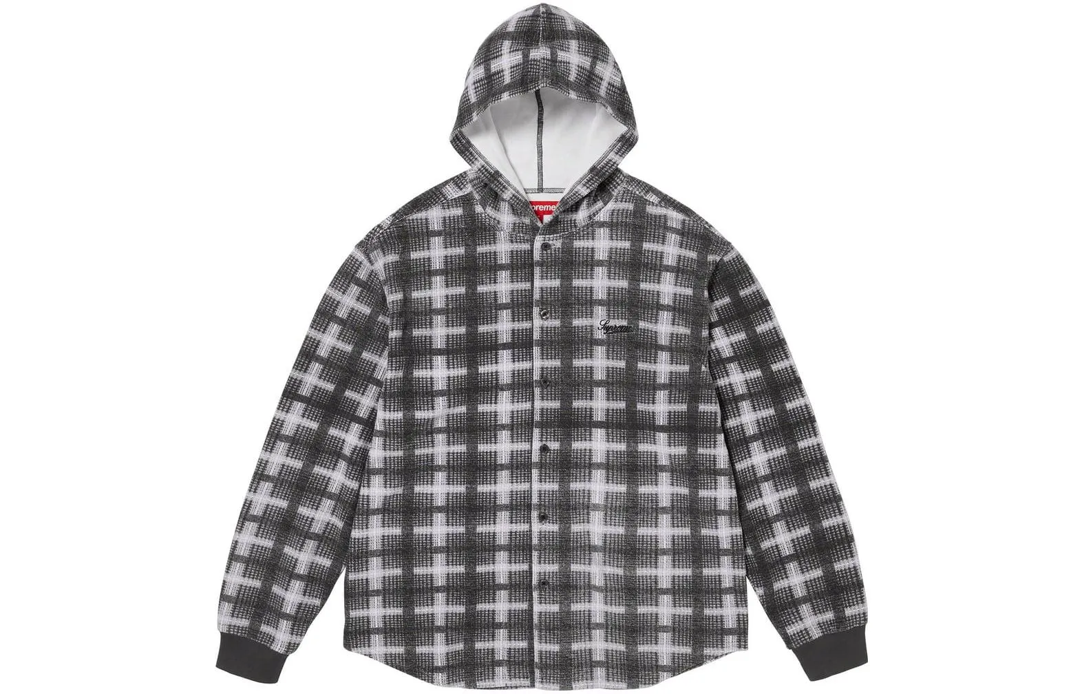 Supreme FW23 Week14 Hooded Plaid Knit Shirt Jacket 'Black' SUP-FW23-224 sold by KicksCrew product image thumbnail 2