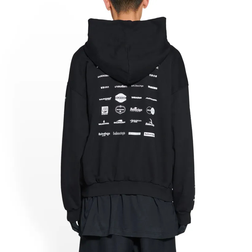 Balenciaga Archives Logos Hoodie 'Black' 726241TNVQ81070 sold by KicksCrew product image thumbnail 4