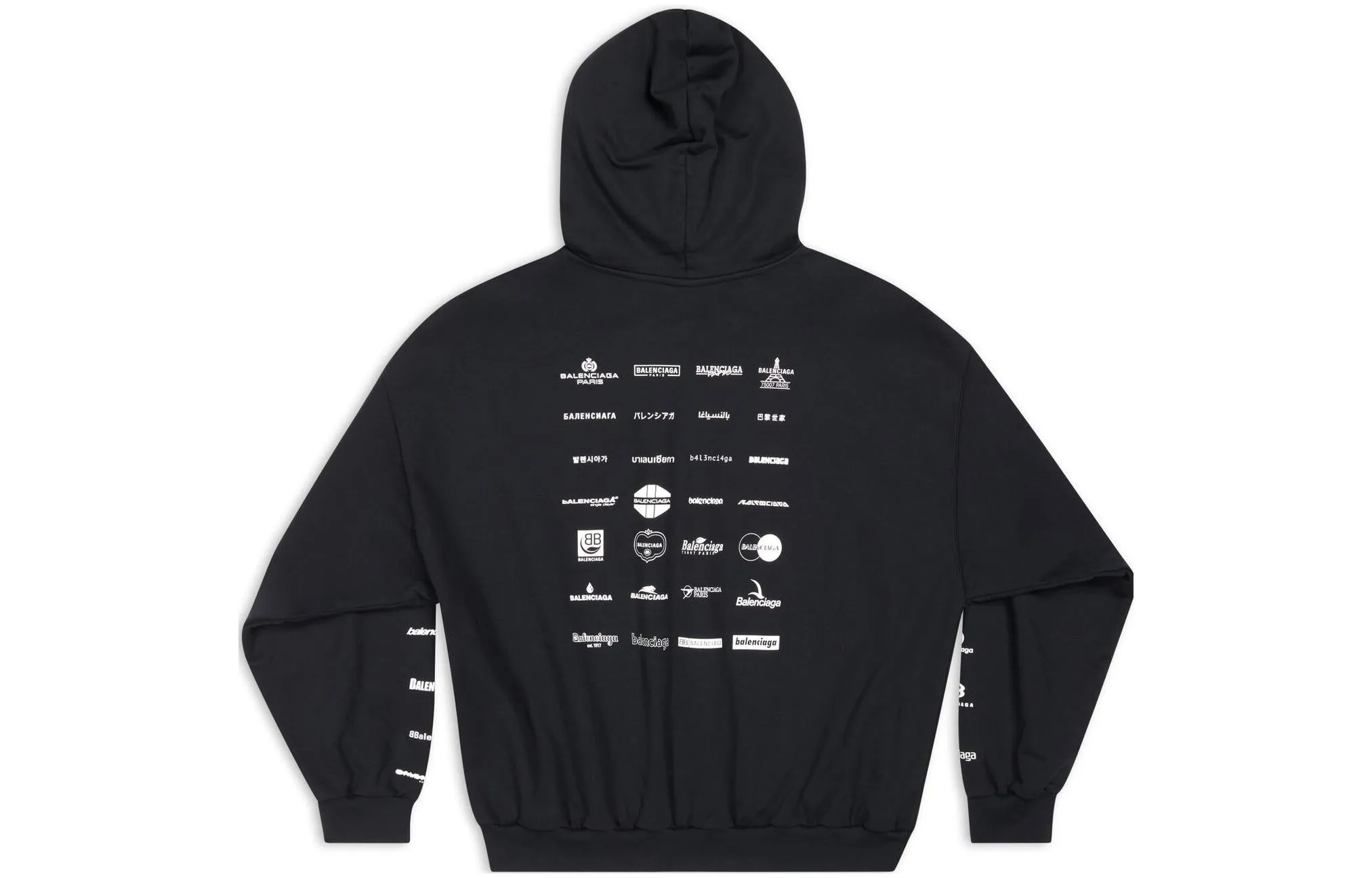 Balenciaga Archives Logos Hoodie 'Black' 726241TNVQ81070 sold by KicksCrew product image thumbnail 2