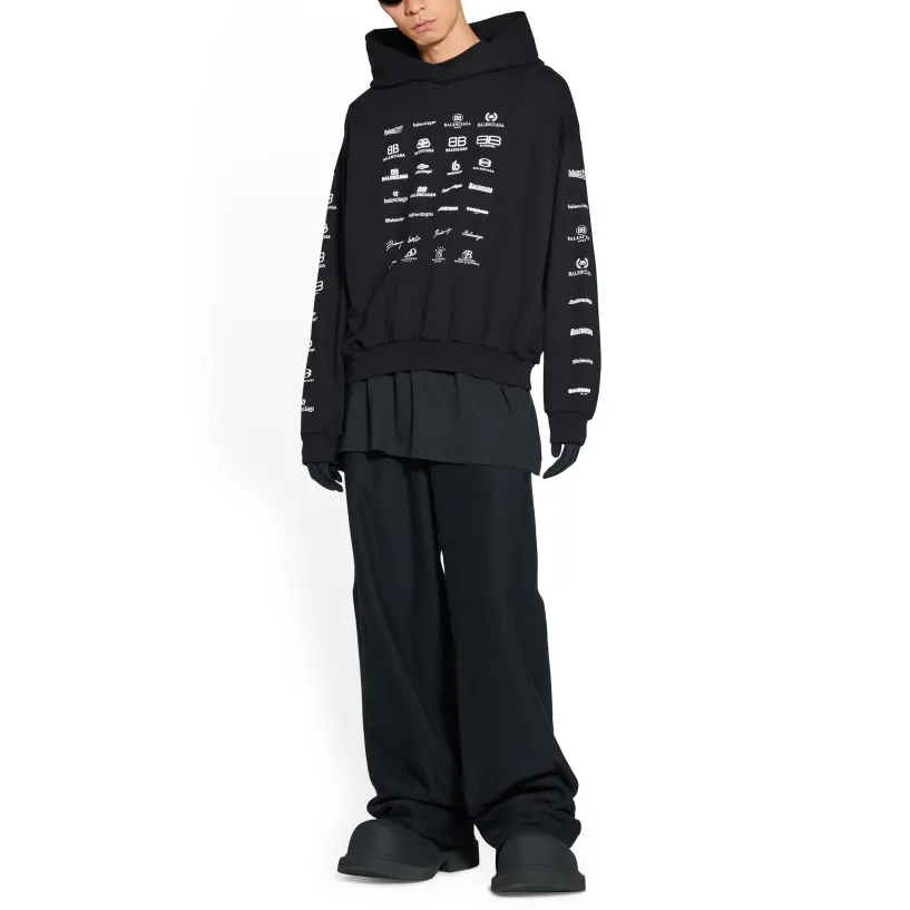 Balenciaga Archives Logos Hoodie 'Black' 726241TNVQ81070 sold by KicksCrew product image thumbnail 3