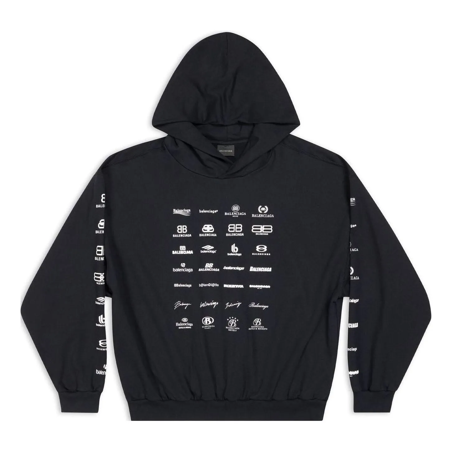 Balenciaga Archives Logos Hoodie 'Black' 726241TNVQ81070 sold by KicksCrew