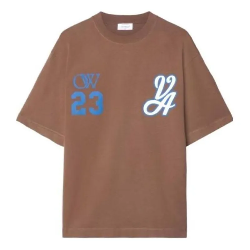 Off-White 23 Varsity Skate Cotton T-Shirt 'Brown White' OMAA120S24JER0112846 sold by KicksCrew