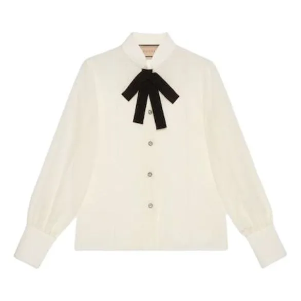 (WMNS) Gucci Silk Crepe De Chine Shirt 'Ivory' 771808-ZAAOG-9136 sold by KicksCrew