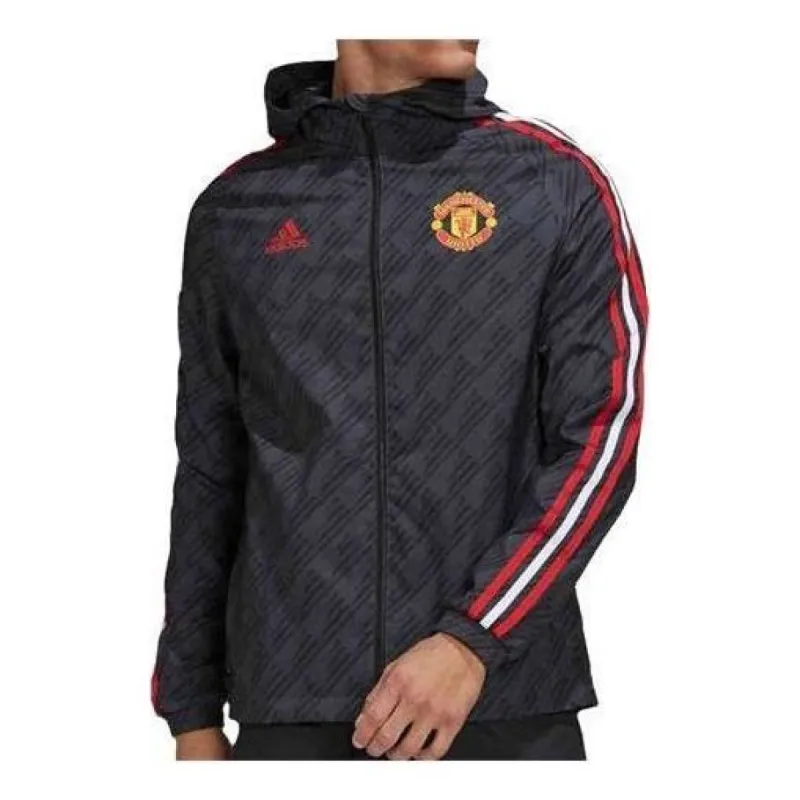 Adidas Manchester United 3-Stripe DNA Windbreaker Jackets 'Black' HE6650 sold by KicksCrew