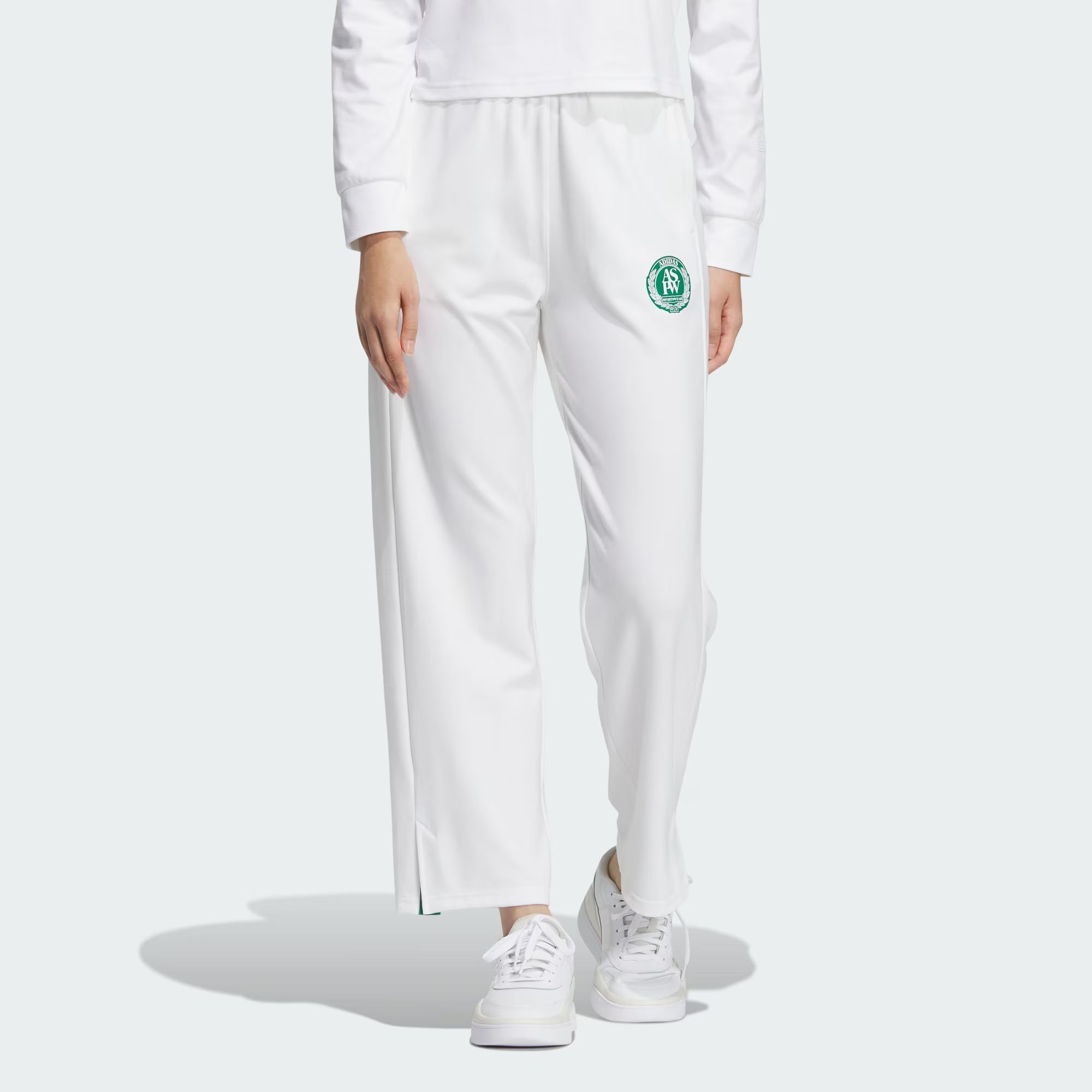 (WMNS) adidas Verbiage Doubleknit Pants 'White Green' JE3615 sold by KicksCrew product image thumbnail 3