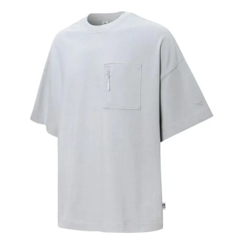 Puma Logo Pocket T-Shirt 'Grey' 534670-19 sold by KicksCrew