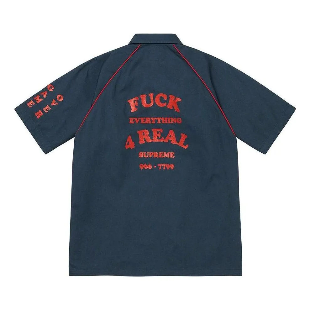 Supreme Fuck Everything S/S Work Shirt 'Navy Red' SUP-SS22-702 sold by KicksCrew product image thumbnail 2
