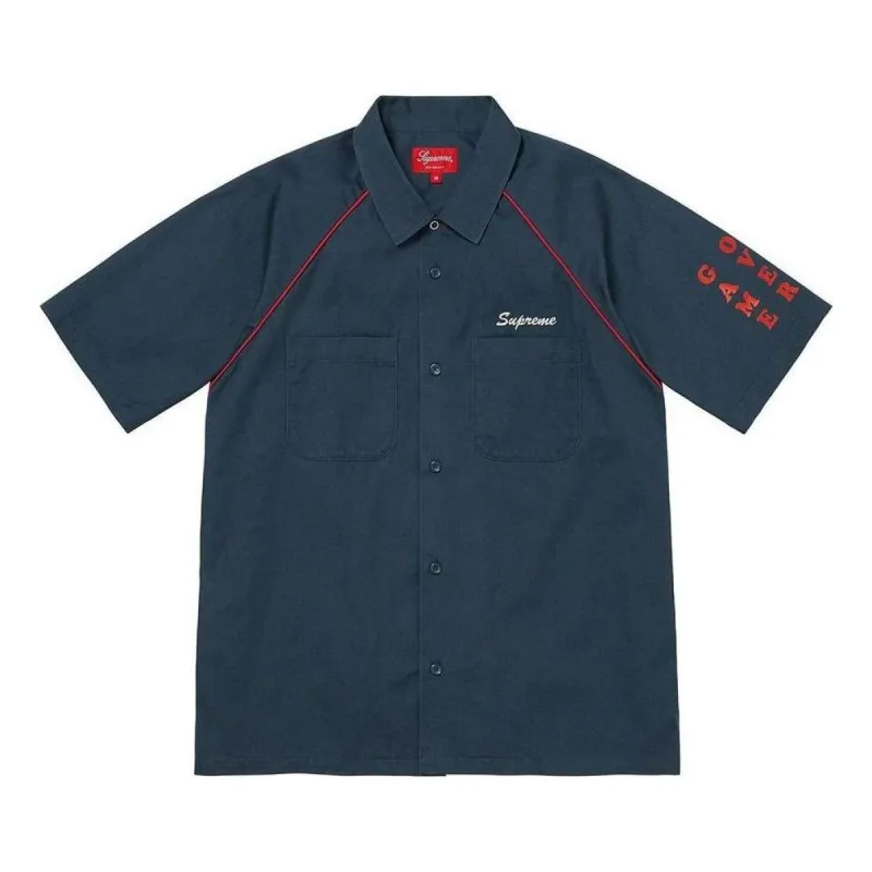 Supreme Fuck Everything S/S Work Shirt 'Navy Red' SUP-SS22-702 sold by KicksCrew