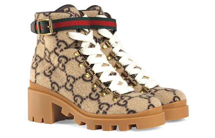 (WMNS) Gucci GG Monogram Lace Up Combat Ankle Boots 'Beige' 578585-G38H0-9772 sold by KicksCrew product image thumbnail 2