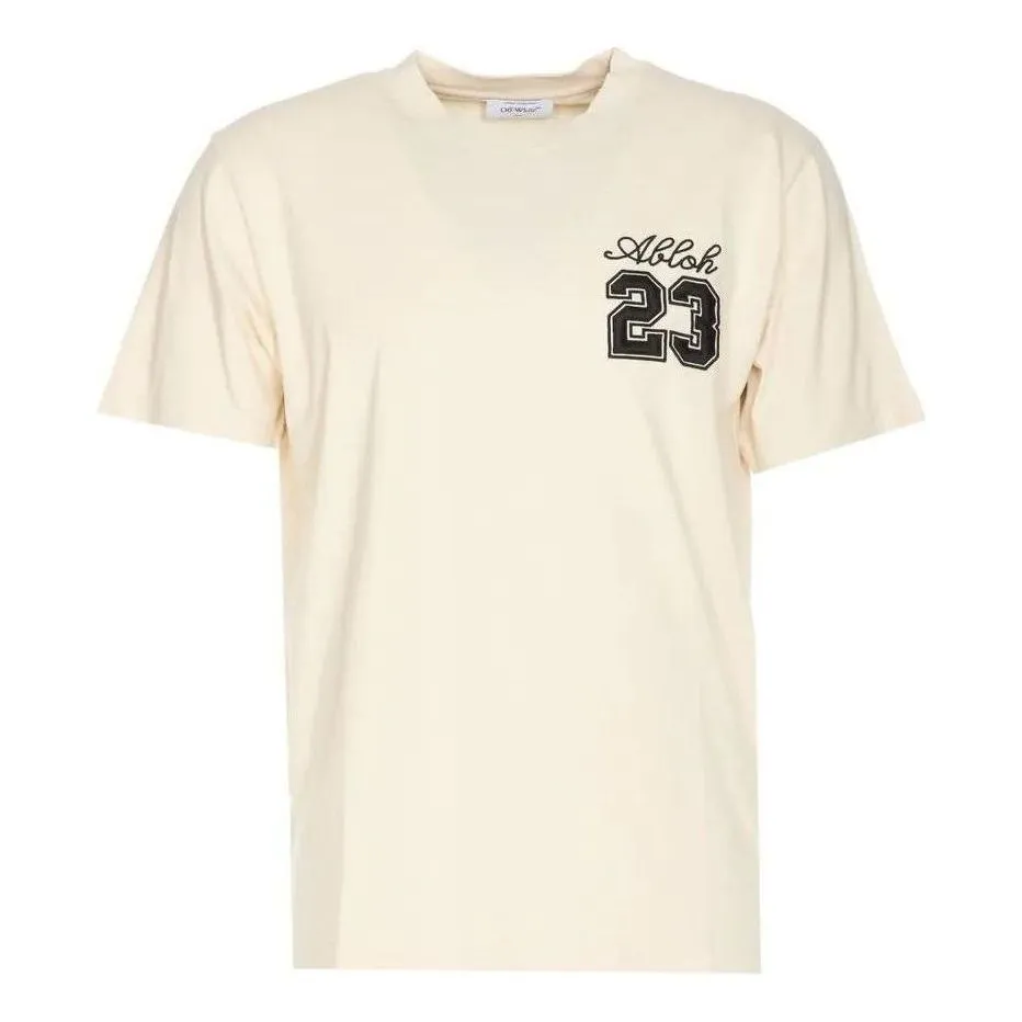 Off-White 23 Logo Slim Short-Sleeve T-Shirt 'Angora Black' OMAA027S24JER0050310 sold by KicksCrew