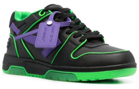 Off-White Out Of Office Low-Top Sneaker 'Black Green Purple' OMIA189S23LEA0077037 sold by KicksCrew