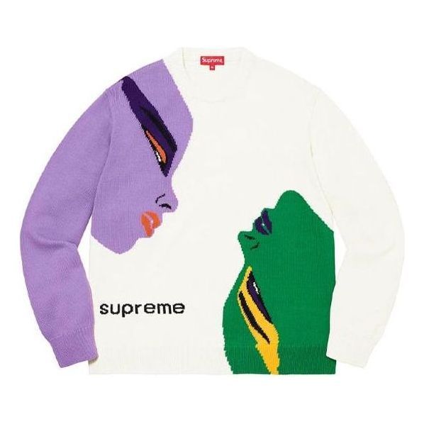 Supreme Faces Sweater 'White Purple Green' SUP-FW21-216 sold by KicksCrew