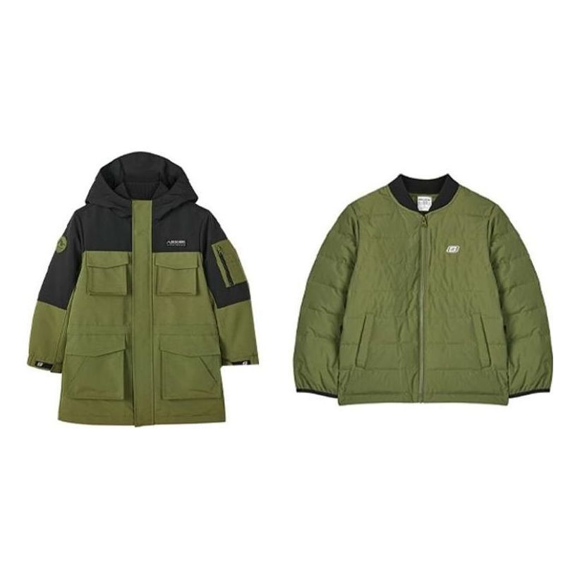 (GS) Skechers Hooded Zip-up 3-In-1 Down Jacket 'Green Black Yellow' L421B019 sold by KicksCrew